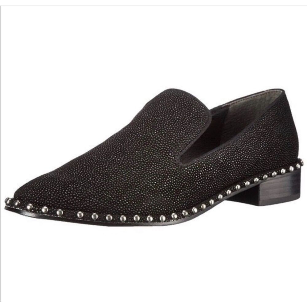 ADRIANNA PAPELL Prince Slip-On Studded Loafers, Stingray Embossed Leather, Sz 8M